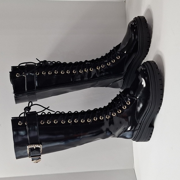 Gianni Bini Black Sky Scraper Whimsigoth Lug Sole Punk Platform Boots Size 7.5 - Picture 2 of 13